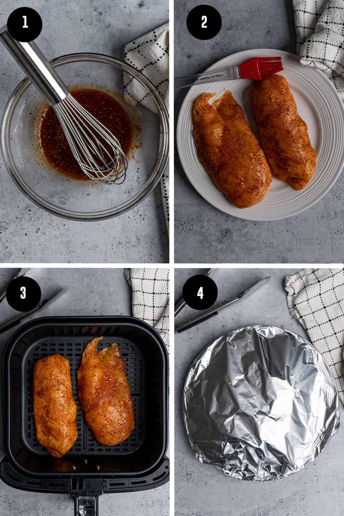 Image of the steps needed to make air fryer chicken