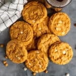 Harry Potter butterbeer cookies stacked on top of each other.