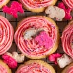 Close-up of circus animal sugar cookies on a black cooling rack.