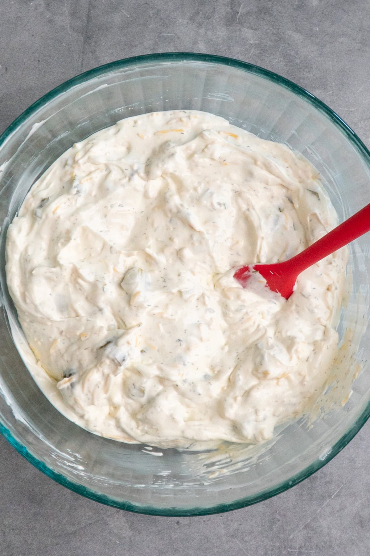 All of the ingredients mixed together in a bowl.