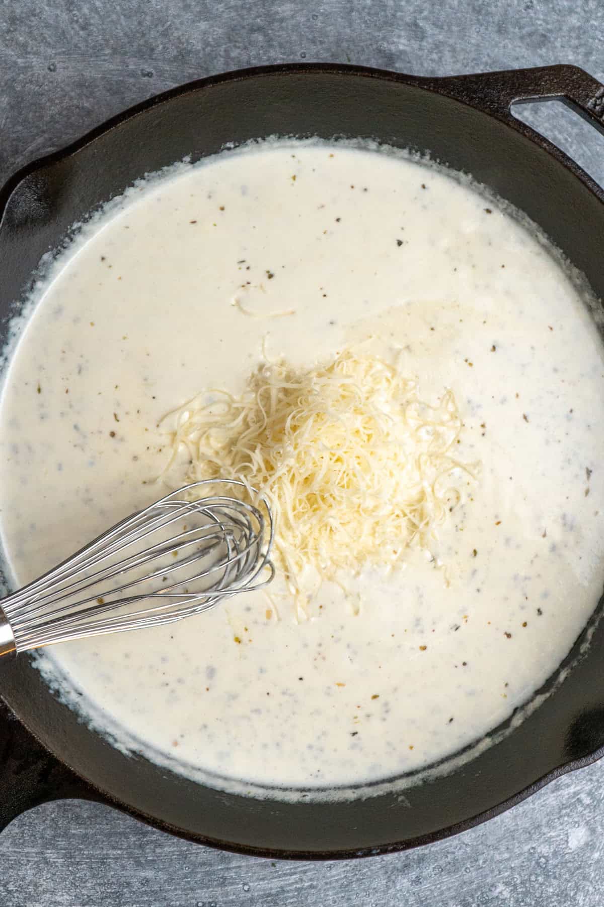Parmesan cheese added to the cream sauce.